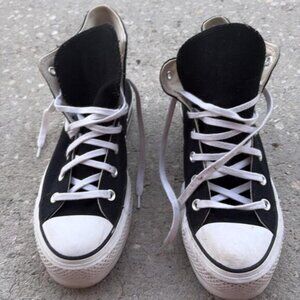 Converse Black Canvas High Top Sneakers with White Accents